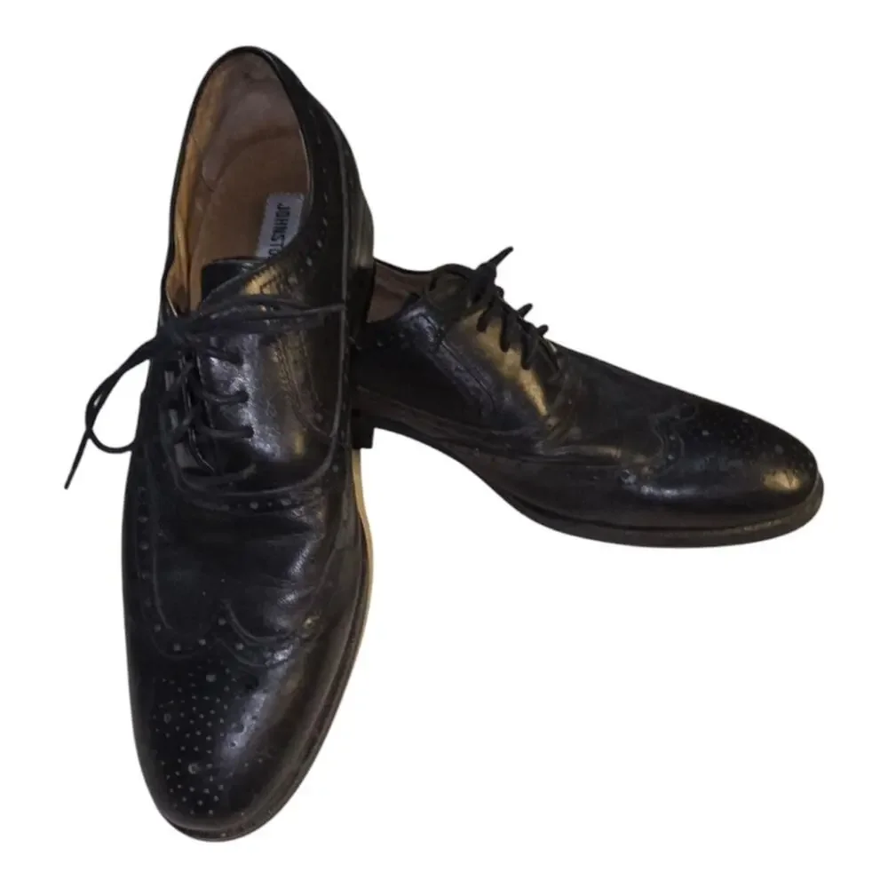 Johnston Murphy Wingtip Oxford Dress Shoes‎ Black Leather Brogue Lace Up 9.5 Men